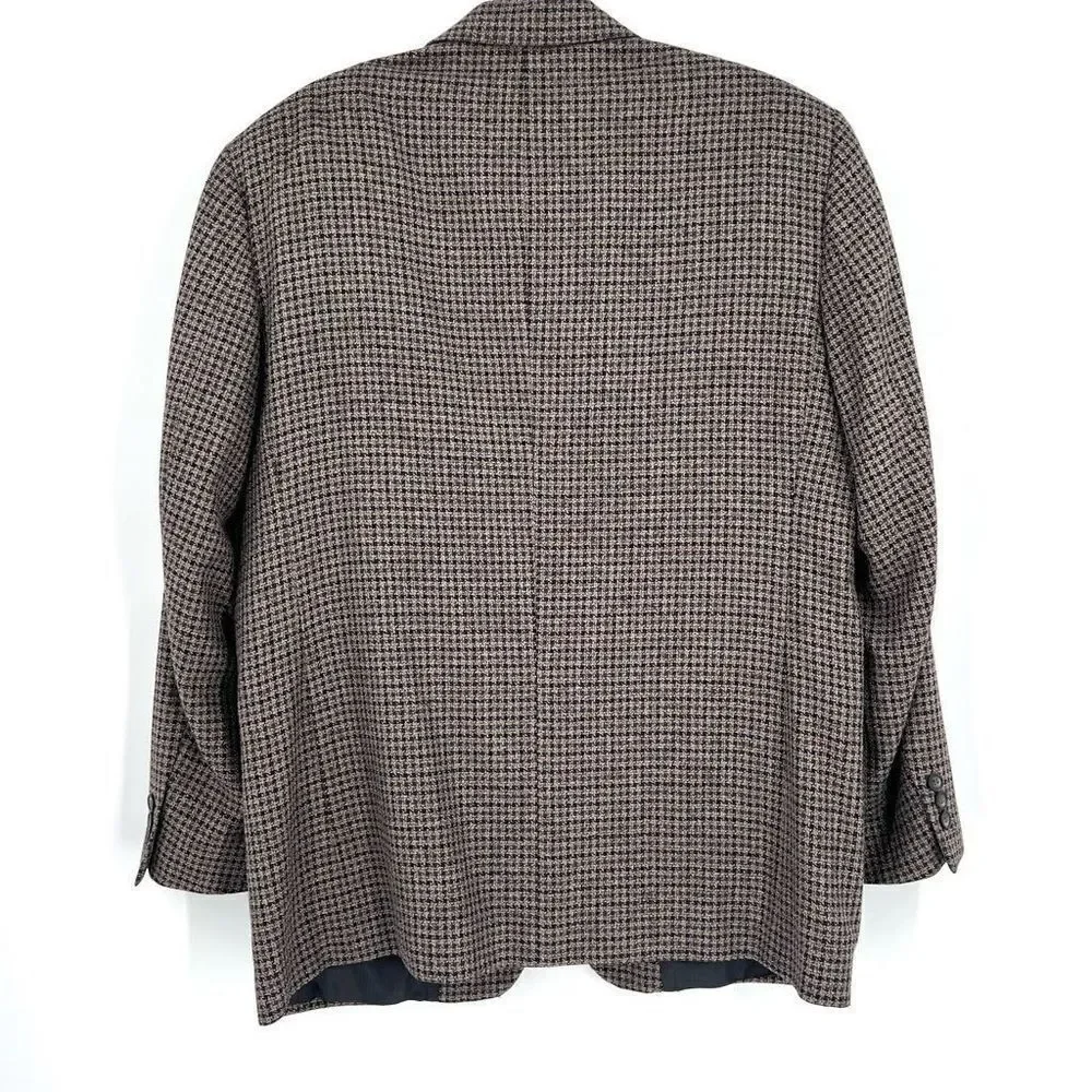 Vintage Vito Rufolo Silk Wool Sport Coat Blazer size 43E brown herringbone plaid